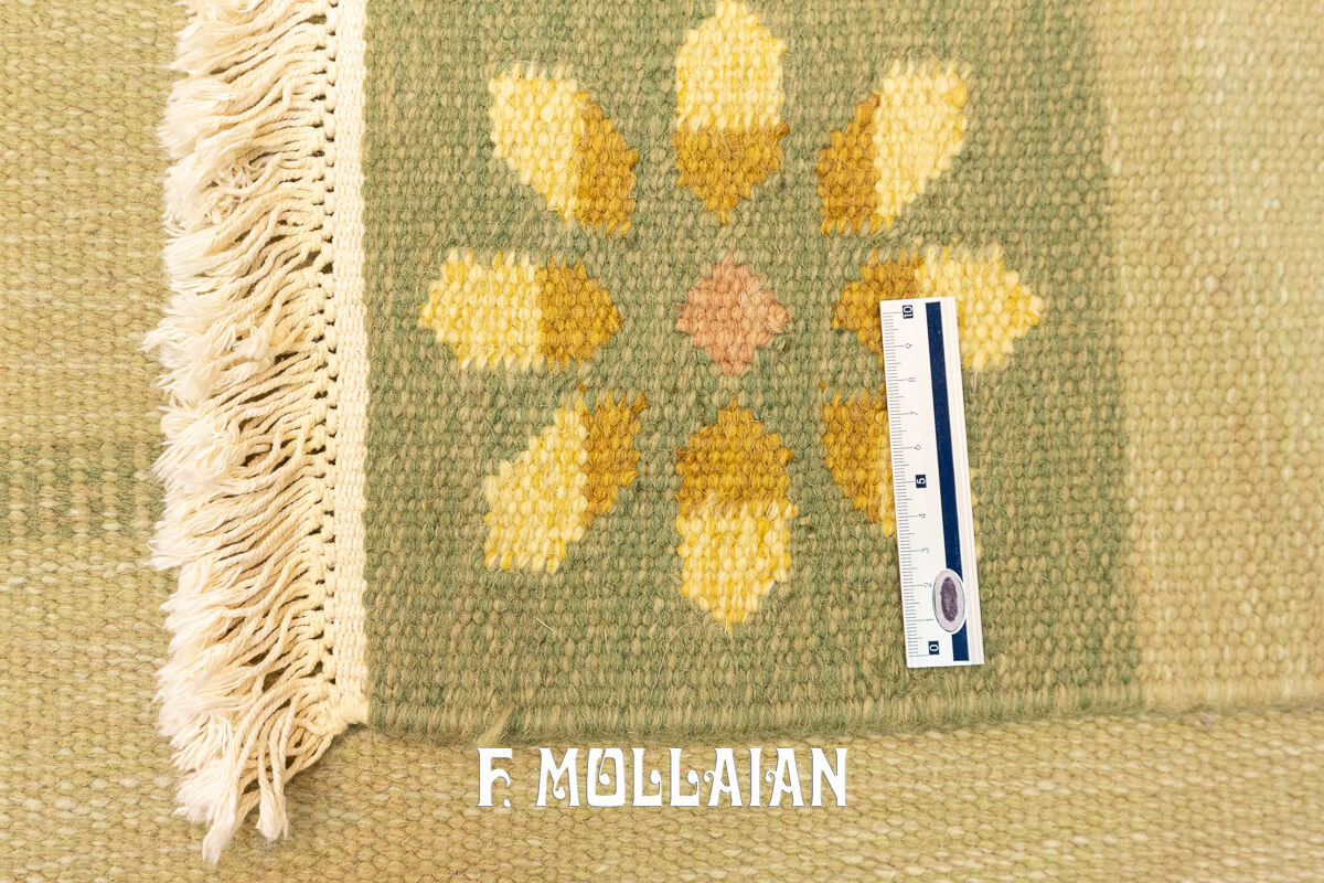 Rollakan Swedish Flat-weave Rug Cream/Green Color n°:535779